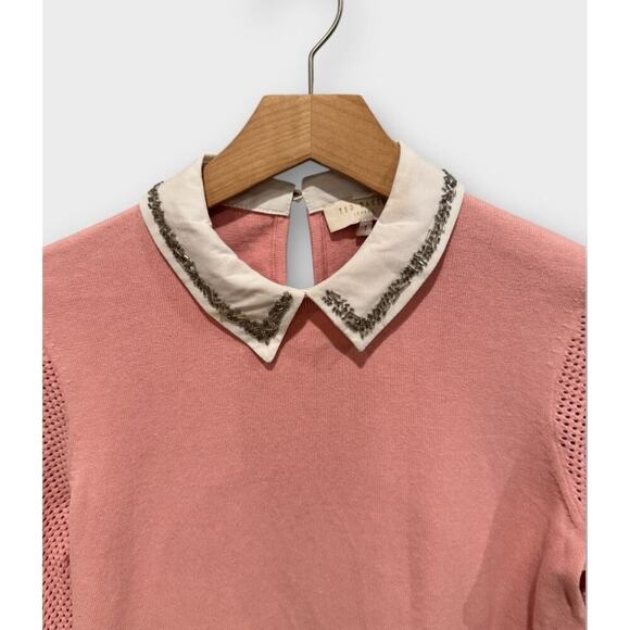 TED BAKER LONDON Thara Beaded Collar 3/4 Sleeve Sweater Size 1 - Picture 3 of 9